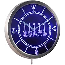 Amazon.co.jp: LEDネオンクロック 壁掛け時計 nc0150-b Guitar